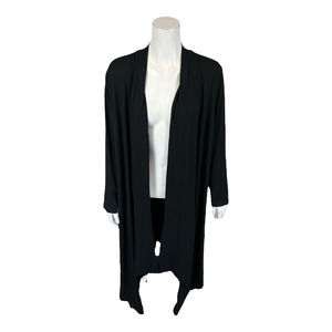 Truth + Style Women's Jersey Midi Duster with Sharkbite Hem Top Black Large Size